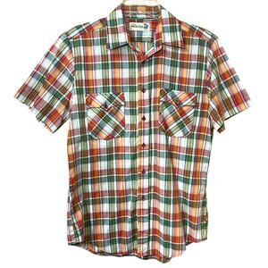 Vintage Roebucks Plaid Button Up Shirt Men’s Medium Short Sleeve Western